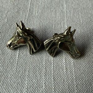Vintage Clip On Horse Head Earrings